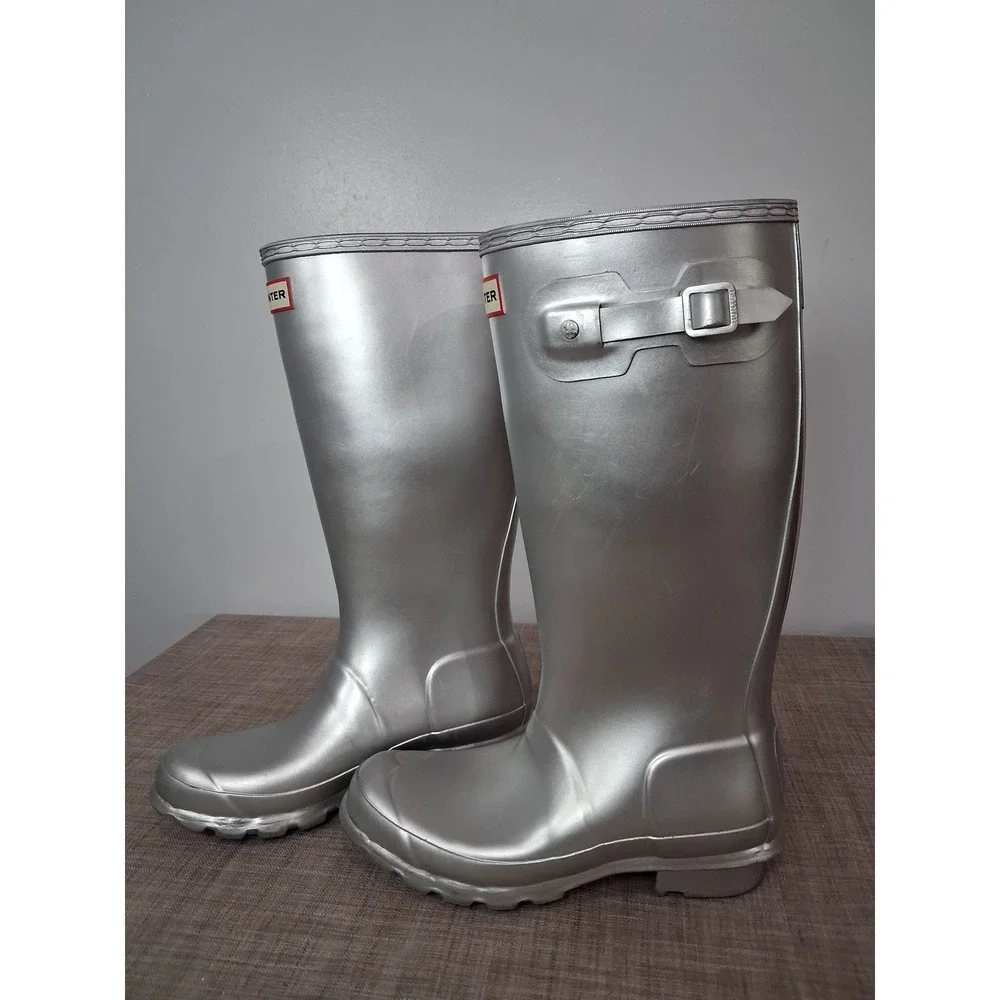 Hunter Original Kids Metal Silver Metallic Rain Boots JFT6000RMT US 4B/5G EU 36